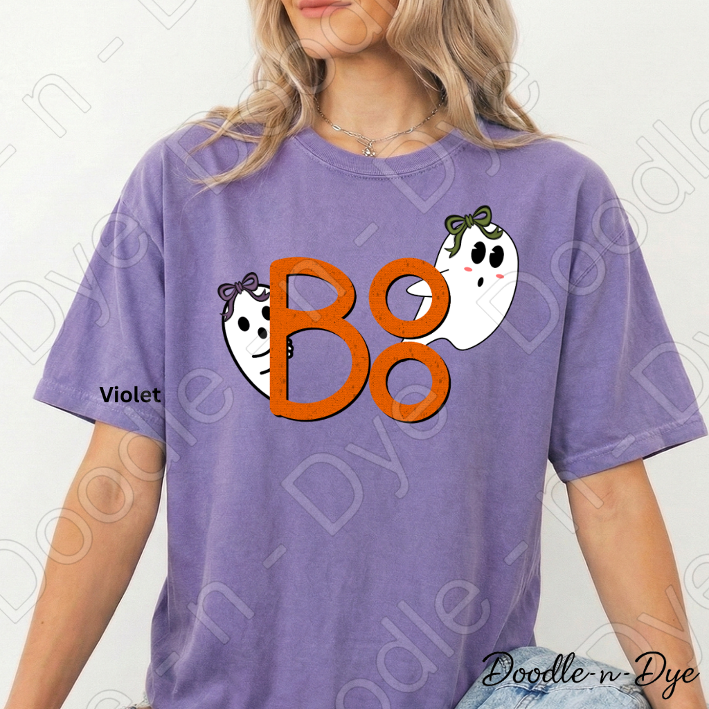 BOO Ghost Halloween Shirt, Cute Ghost Tee, Doodle-n-Dye Original, Comfort Colors 1717, Spooky Season Shirt, Fall Halloween Graphic Tee