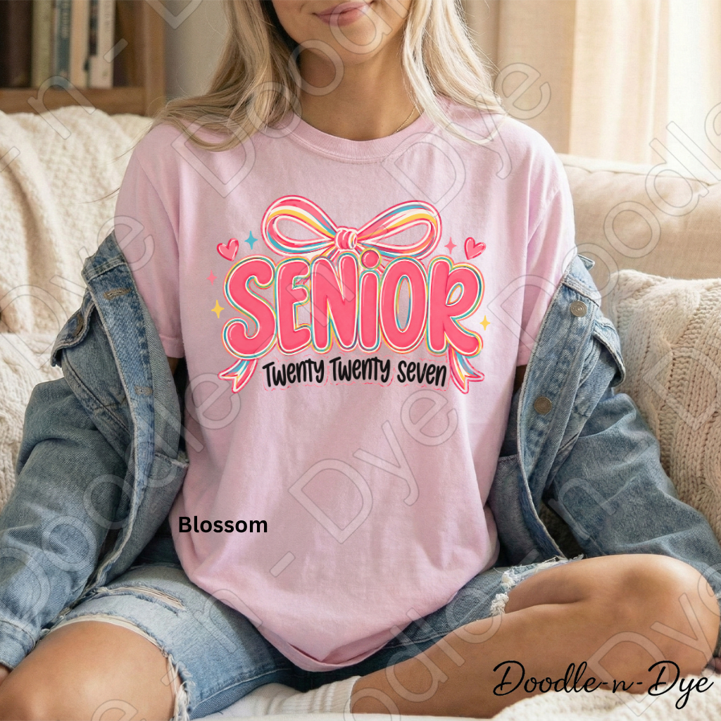 Senior 2027 Shirt Class of 2027 Comfort Colors® T-Shirt | Cute Coquette GO Senior Year Tee | Graduation Shirt | Senior Gift
