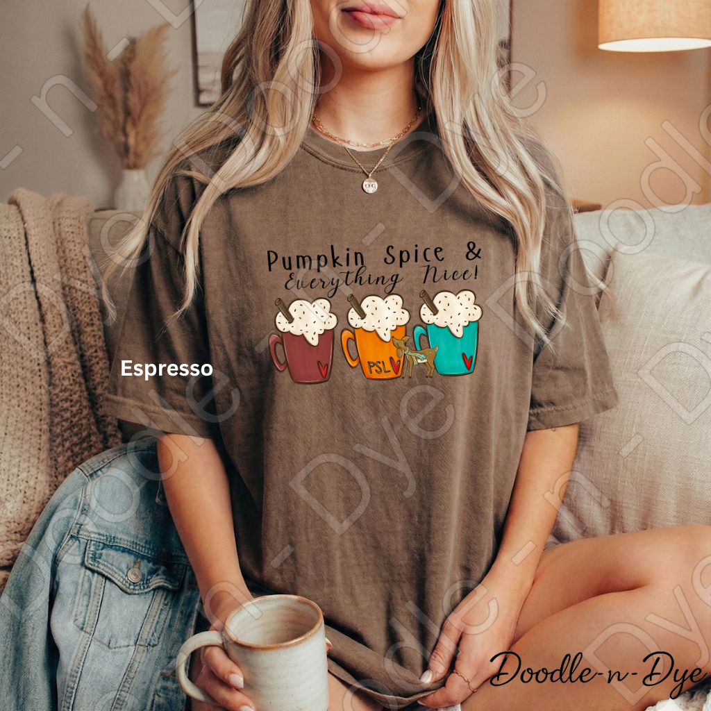 Pumpkin Spice & Everything Nice Shirt | Comfort Colors 1717 | PSL Fall Tee | Pumpkin Spice Latte Shirt | Cozy Autumn Graphic Tee