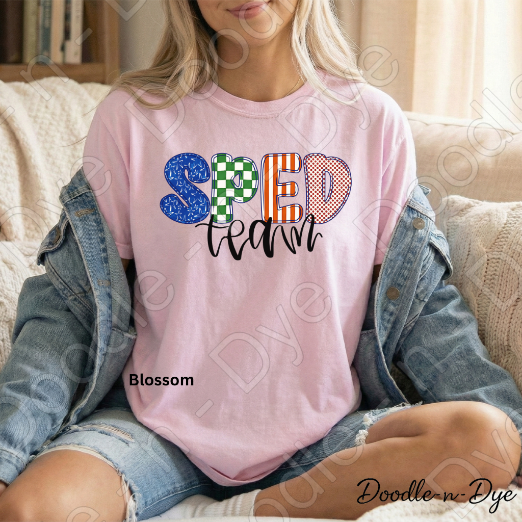 SPED Team Shirt | Special Education Teacher Shirt | Back to School Comfort Colors 1717 | SPED Teacher Tee | Original Doodle-n-Dye Design | Grade Level SPED Team Shirt
