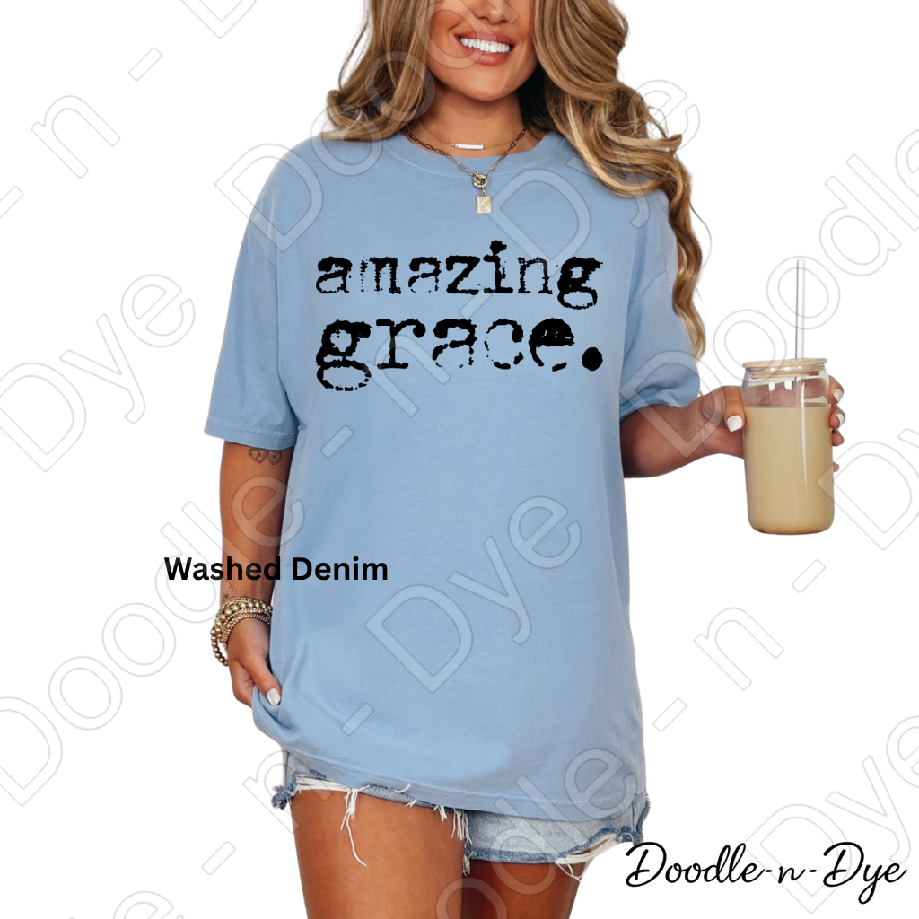 Christian Amazing Grace Shirt, Comfort Colors Vintage Faith-Based Tee, Christian Typography Typewrite T-Shirt
