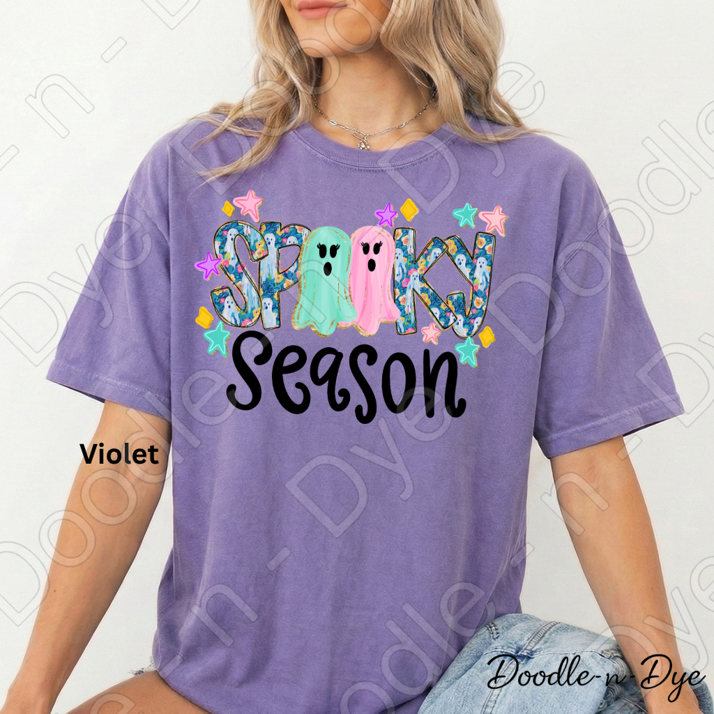Preppy Spooky Season Ghost Shirt | Cute Halloween Comfort Colors® T-Shirt | Pastel Ghost Graphic Tee | Whimsical Fall Shirt | Cozy Halloween Tee