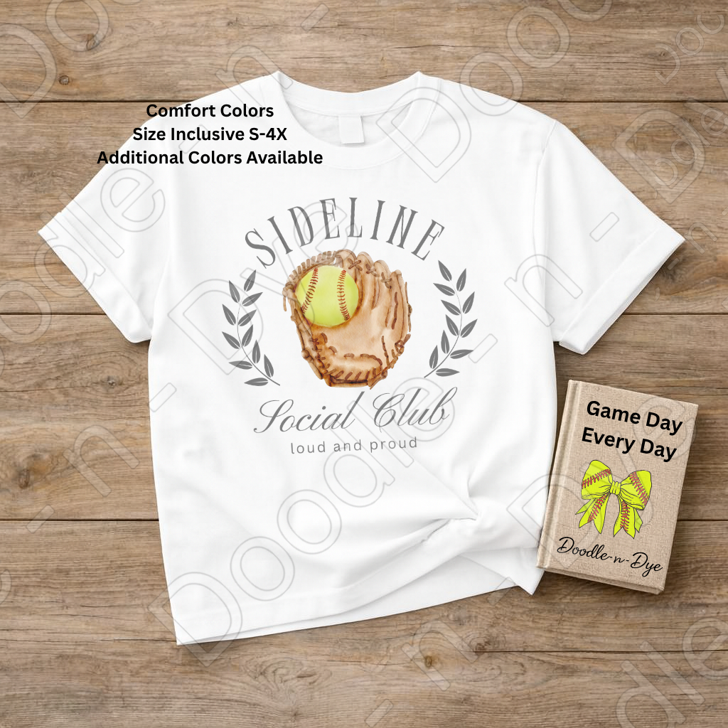 Softball Life Comfort Colors Tee, Sideline Social Club Shirt, Loud & Proud, Softball Mom T-Shirt, Gift for Her