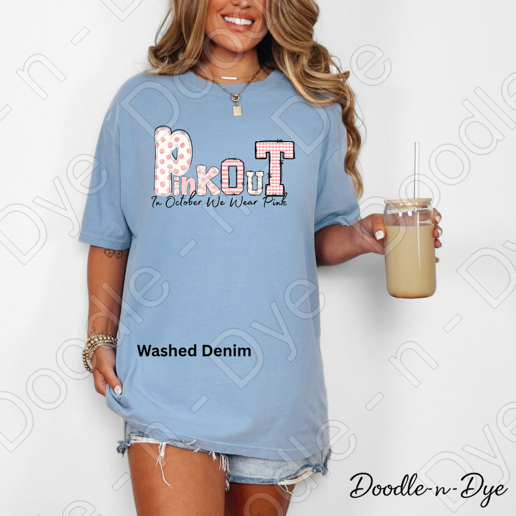 Pink Out – In October We Wear Pink | Original Breast Cancer Awareness Comfort Colors® T-Shirt | Pink Ribbon Survivor Support Tee