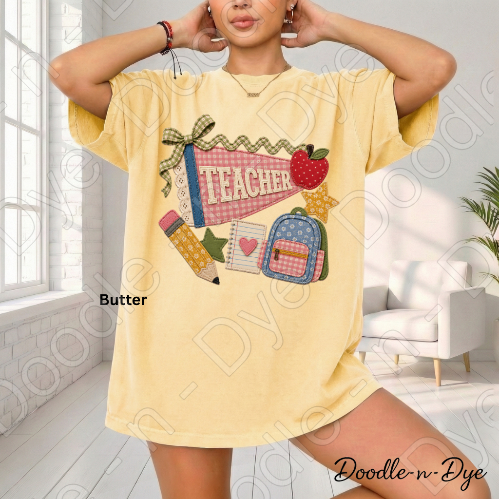 Vintage Teacher Shirt | Back to School Comfort Colors Tee | Retro Patchwork Teacher Graphic Tee | Cute Teacher Gift | Comfort Colors 1717