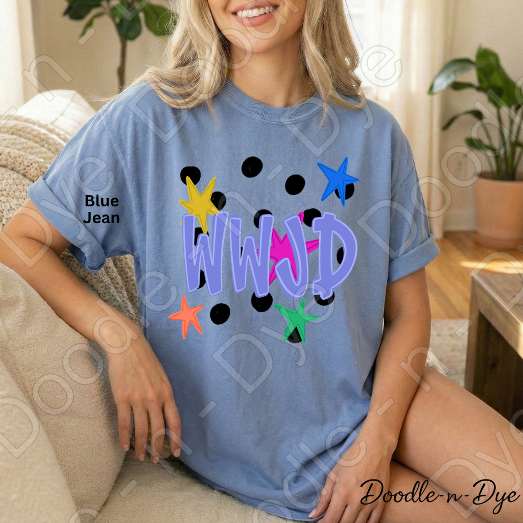WWJD Shirt | Original Christian Comfort Colors Tee | What Would Jesus Do Graphic Shirt | Retro Faith Shirt | Colorful Christian Apparel