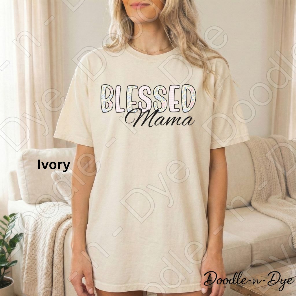 Blessed Mama Shirt – Comfort Colors 1717 Floral Mom Tee - Mother's Day Gift