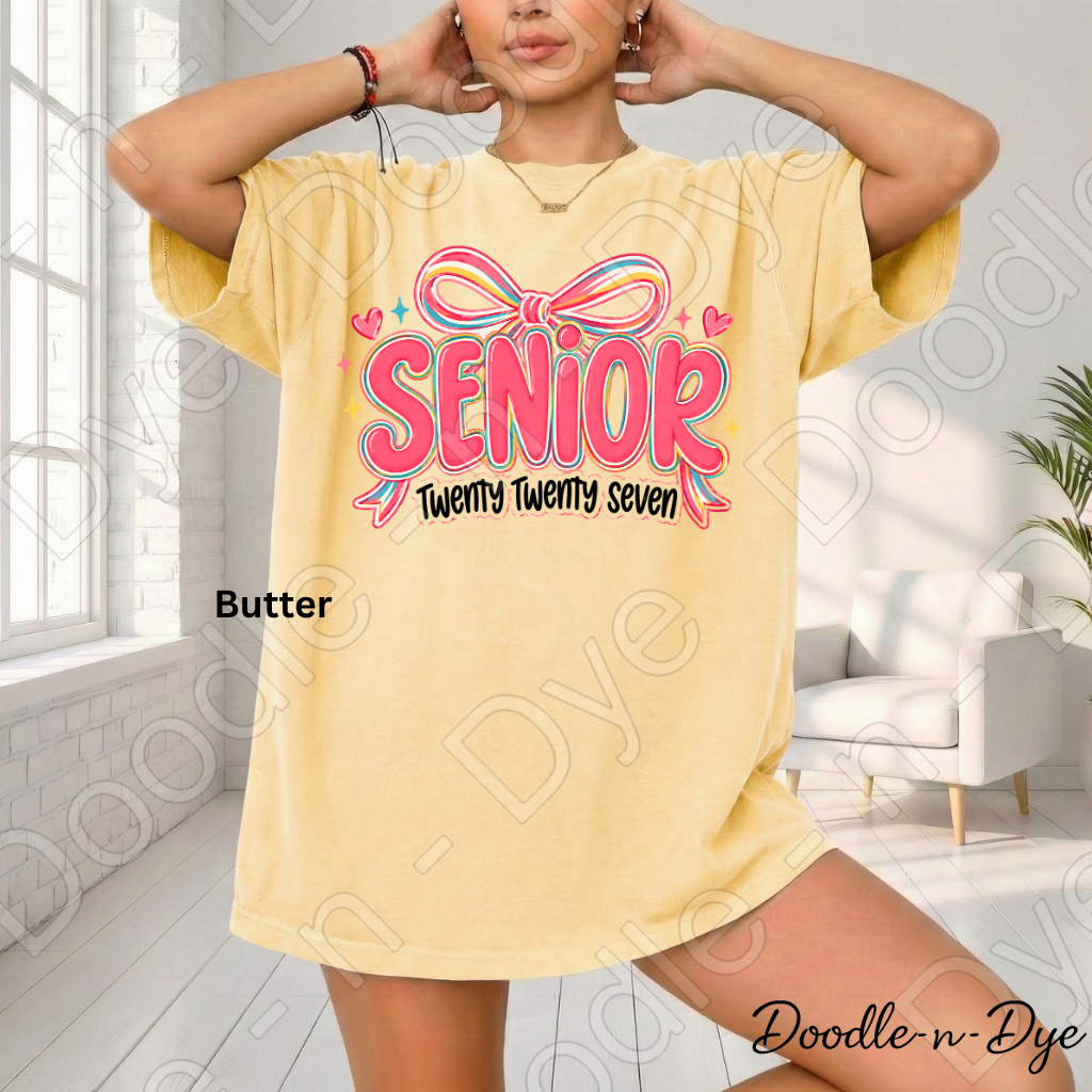 Senior 2027 Shirt Class of 2027 Comfort Colors® T-Shirt | Cute Coquette GO Senior Year Tee | Graduation Shirt | Senior Gift