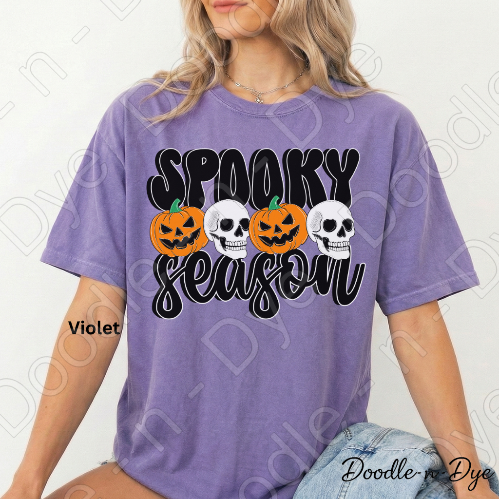 Spooky Season Shirt, Halloween Pumpkin Skull Tee, Comfort Colors Halloween Shirt, Cute Spooky Fall Graphic Tee, October Pumpkin Shirt