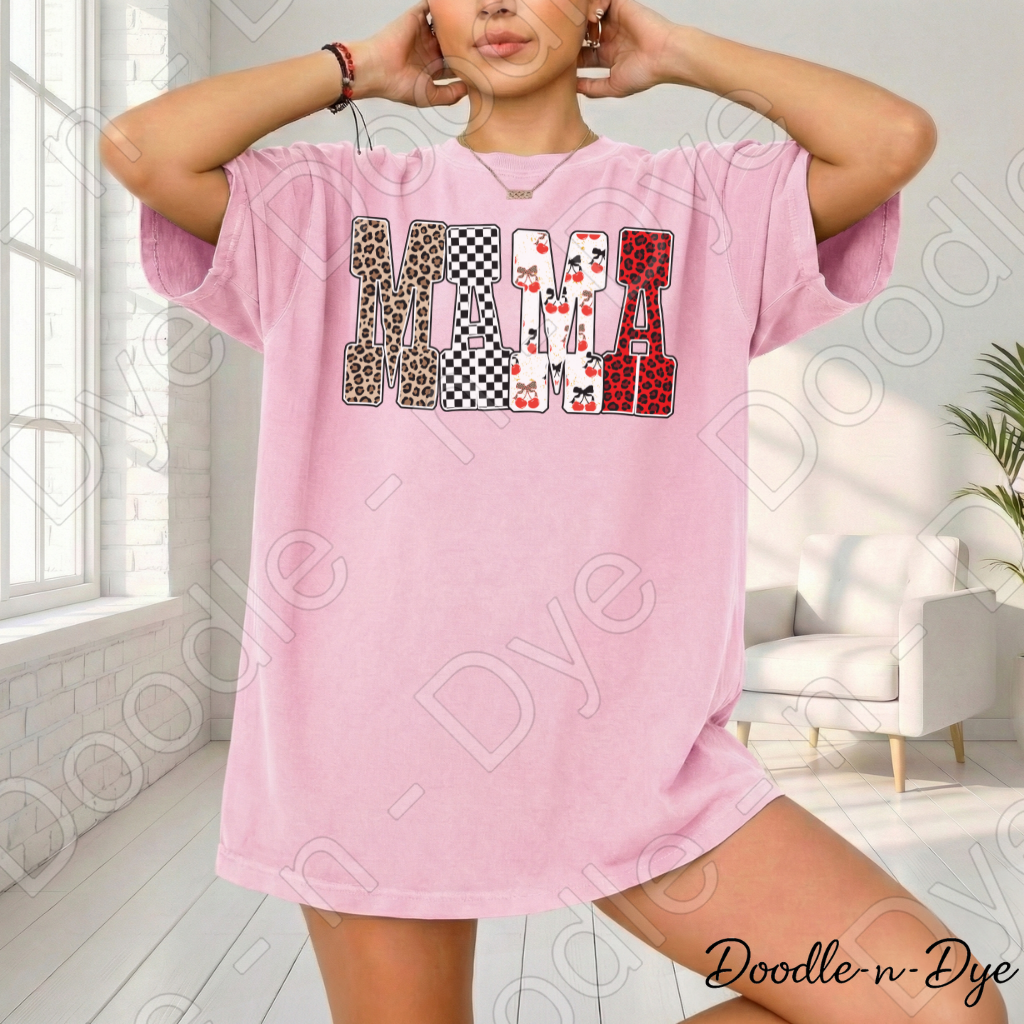 Mama Shirt – Comfort Colors 1717 Mixed Pattern Mom Tee - Mother's Day Gift for Mom