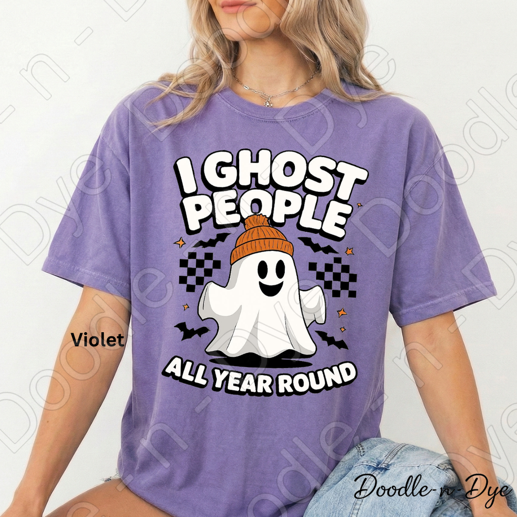 I Ghost People All Year Round Shirt, Funny Ghost Halloween Tee, Comfort Colors Ghost Shirt, Introvert Humor Shirt, Cute Spooky Season Tee, Ghost Lover Gift