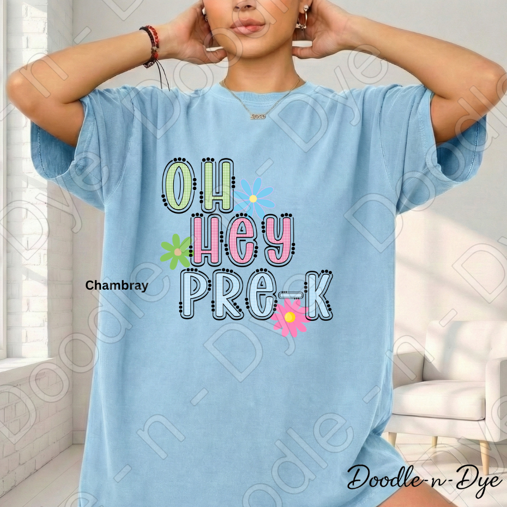 Pre-K Teacher Shirt, Pre-K Comfort Colors Teacher Tee, Doodle-n-Dye Original Design, Grade Level Pre-K Teacher Shirt, Preschool Teacher Gift, Back to School Teacher Tee