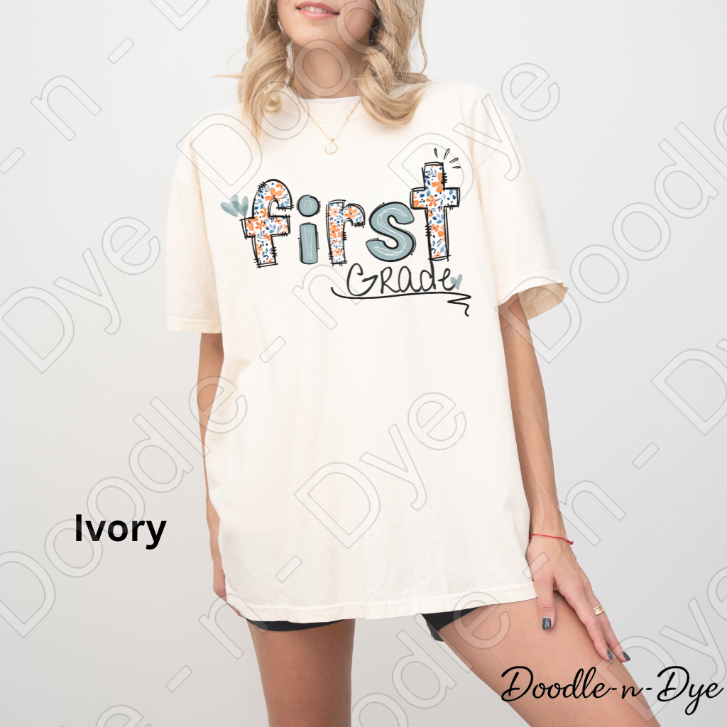 First Grade Teacher Shirt – Colorful Comfort Colors Classroom Tee - Teacher Appreciation Gift