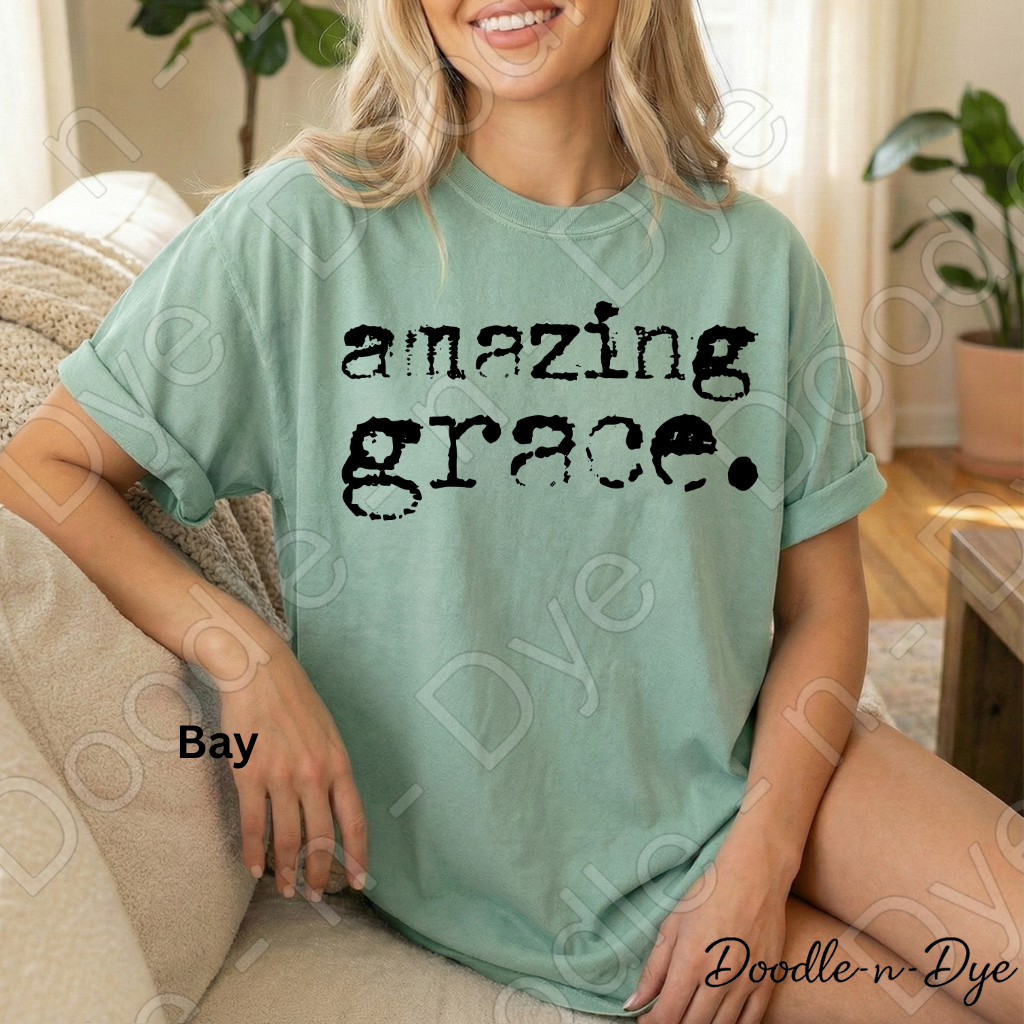 Christian Amazing Grace Shirt, Comfort Colors Vintage Faith-Based Tee, Christian Typography Typewrite T-Shirt