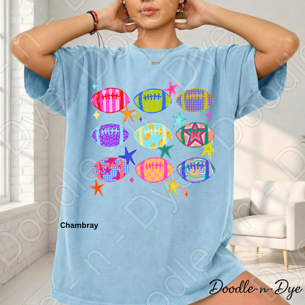 Colorful Football Shirt | Retro Game Day Comfort Colors Tee | Football Lover Graphic Shirt | Women's Football Season Tee | Comfort Colors Fall Football Tee
