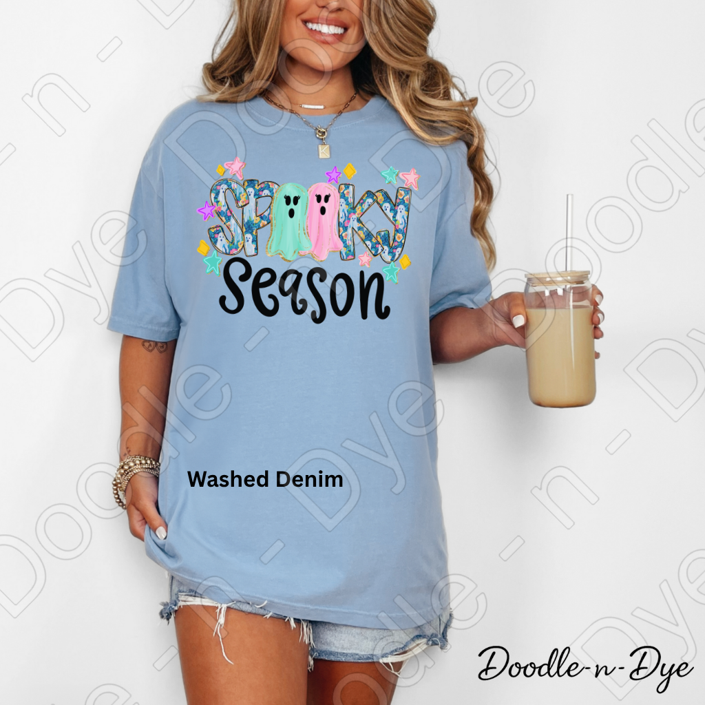 Preppy Spooky Season Ghost Shirt | Cute Halloween Comfort Colors® T-Shirt | Pastel Ghost Graphic Tee | Whimsical Fall Shirt | Cozy Halloween Tee