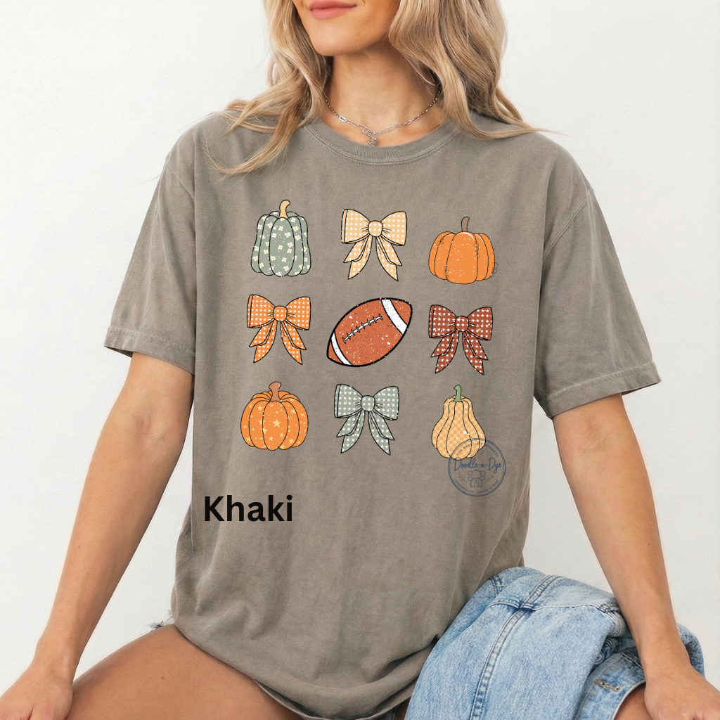 Football & Pumpkins Shirt | Comfort Colors® 1717 Fall Football T-Shirt | Cute Game Day Pumpkin Tee | Coquette Football Shirt | Fall Graphic Tee