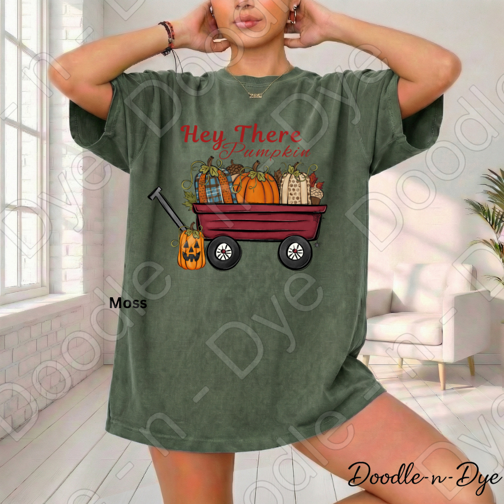 Hey There Pumpkin Shirt | Pumpkin Patch Wagon Tee | Comfort Colors 1717 | Cozy Fall Graphic Tee | Autumn Pumpkin Lover Shirt
