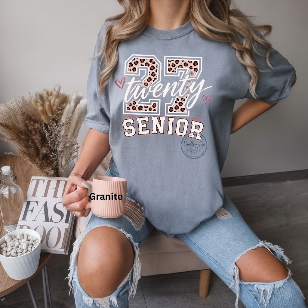 Senior 2027 Cheetah Print Shirt | Class of 2027 Comfort Colors® T-Shirt | Pink Senior Year Tee | Cute Graduation Shirt | Senior Gift for Her