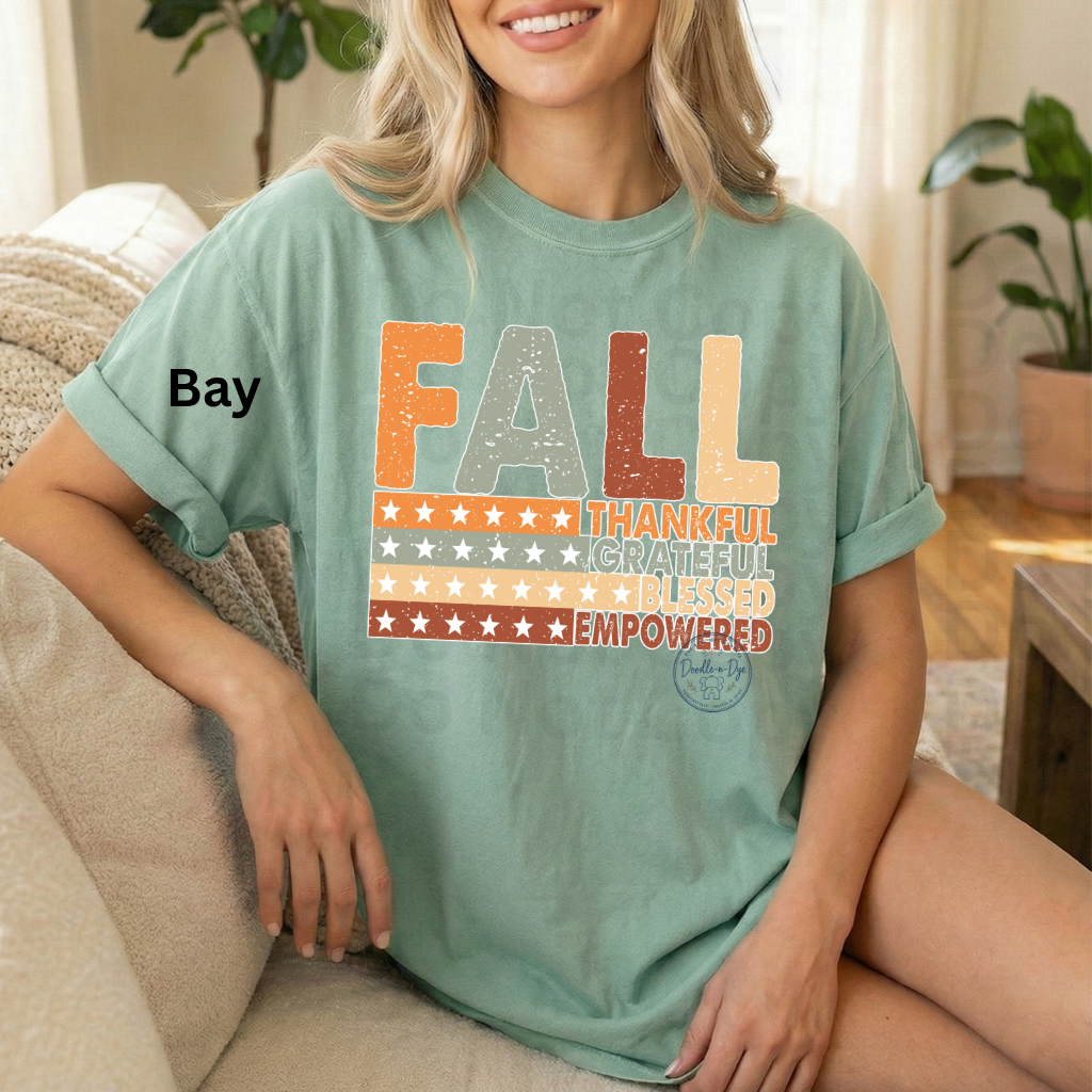Fall Thankful Grateful Blessed Shirt | Autumn Graphic Tee | Thanksgiving Empowerment Shirt | Comfort Colors® 1717 Fall T-Shirt | Inspirational Fall Tee