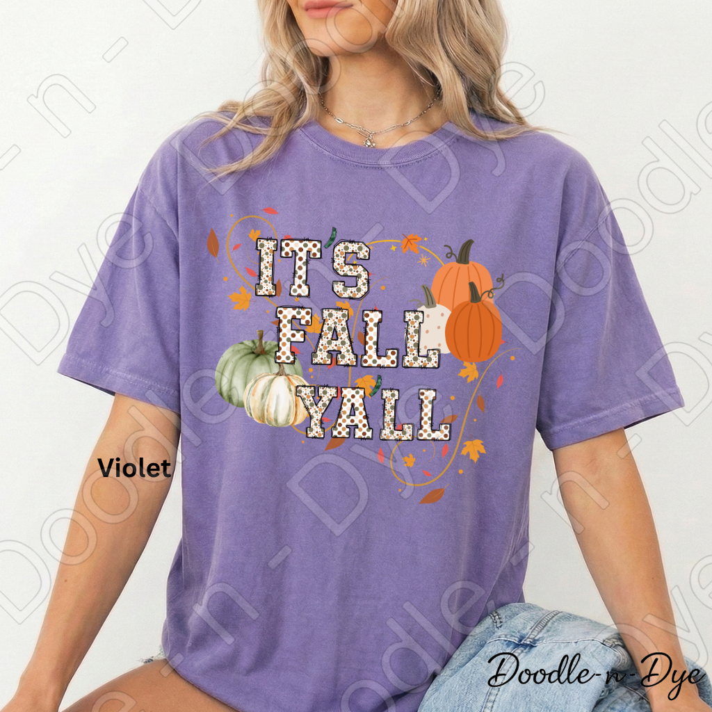 It's Fall Y'all Shirt, Doodle-n-Dye Original, Comfort Colors Fall Tee, Pumpkin Autumn Shirt, Farmhouse Fall Graphic Tee