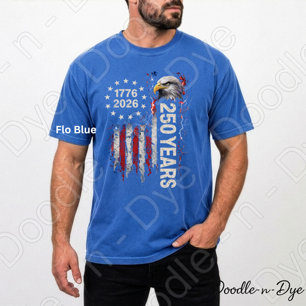 America 250 Anniversary Comfort Colors Tee, 1776-2026 July 4th Shirt, Bald Eagle Patriotic T-Shirt