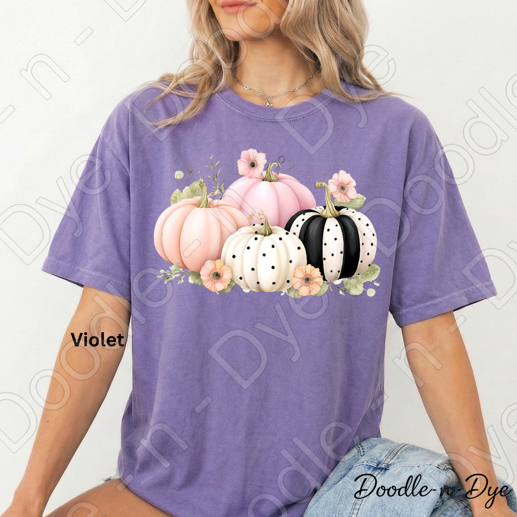 Shabby Chic Pumpkin Shirt, Pink Pumpkin Farmhouse Tee, Comfort Colors Fall Shirt, Cottagecore Pumpkin Shirt, Floral Autumn Graphic Tee