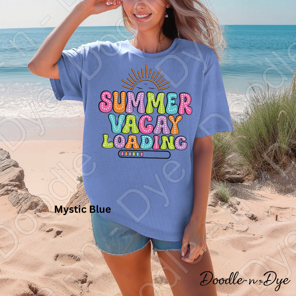 Summer Loading Teacher Comfort Colors Tee, Student Summer Tee, Summer Vacay Loading Graphic T-Shirt, End of School Shirt, Last Day of School Teacher and Student Tshirt