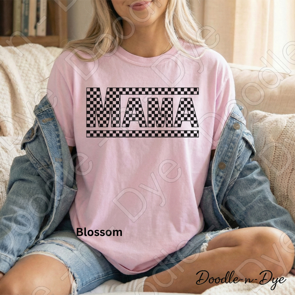 Retro MAMA Comfort Colors Tee, Mother's Day Shirt, Checkered MAMA Graphic T-Shirt, Gift for Her