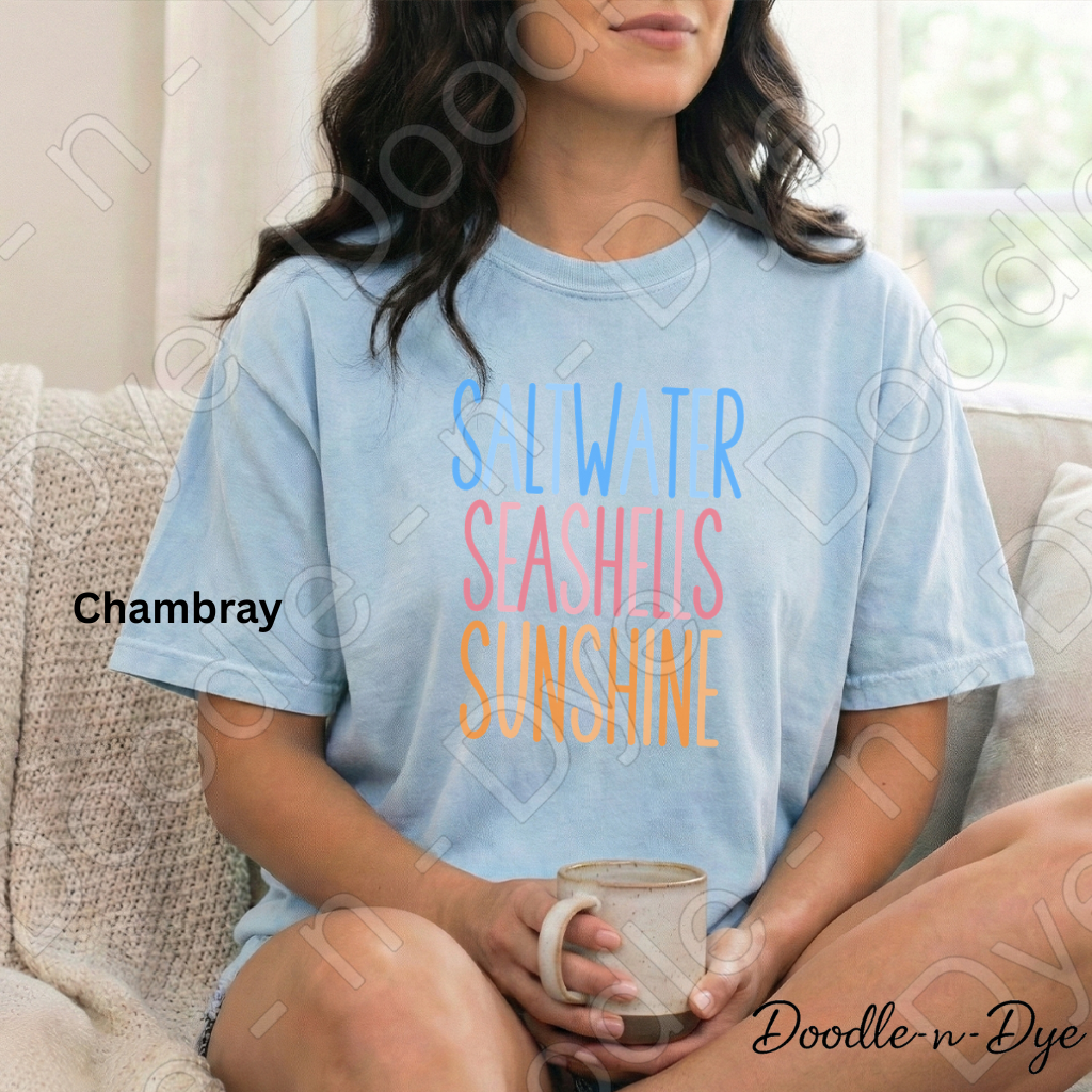 Saltwater Seashells Sunshine Shirt – Comfort Colors Beach Tee - Matching Family Tees