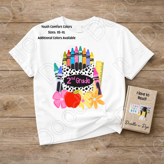 Youth Crayon Box Comfort Colors Tee, Back to School Kids Shirt, Cute Classroom Photo Outfit, Colorful Crayon Box Tee, Beginning of School Student Shirt