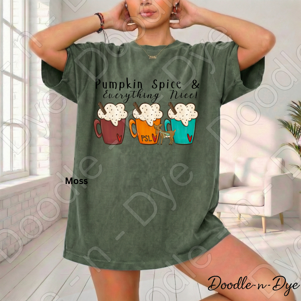 Pumpkin Spice & Everything Nice Shirt | Comfort Colors 1717 | PSL Fall Tee | Pumpkin Spice Latte Shirt | Cozy Autumn Graphic Tee