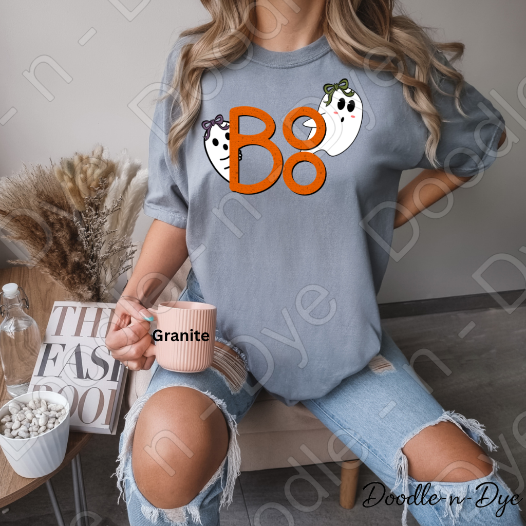 BOO Ghost Halloween Shirt, Cute Ghost Tee, Doodle-n-Dye Original, Comfort Colors 1717, Spooky Season Shirt, Fall Halloween Graphic Tee