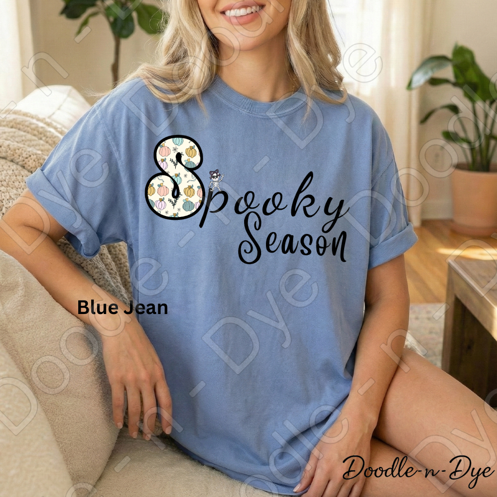 Spooky Season Shirt | Original Cute Halloween Comfort Colors® T-Shirt | Whimsical Ghost & Skeleton Fall Tee | Cozy Autumn Graphic Shirt