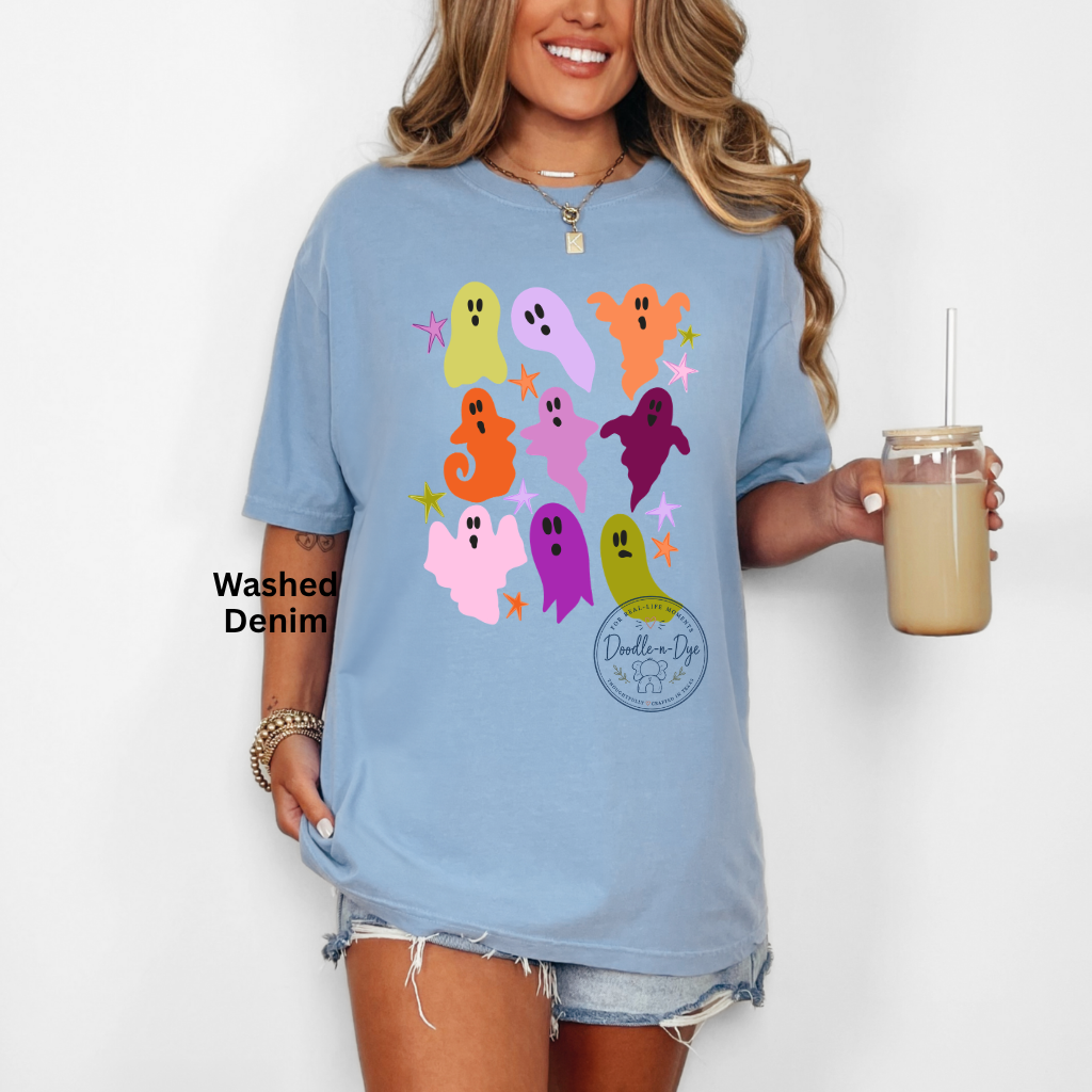 Cute Colorful Ghost Shirt | Comfort Colors® Halloween T-Shirt | Fall Spooky Season Ghost Tee | Pastel Halloween Shirt | Cute Ghost Graphic Tee