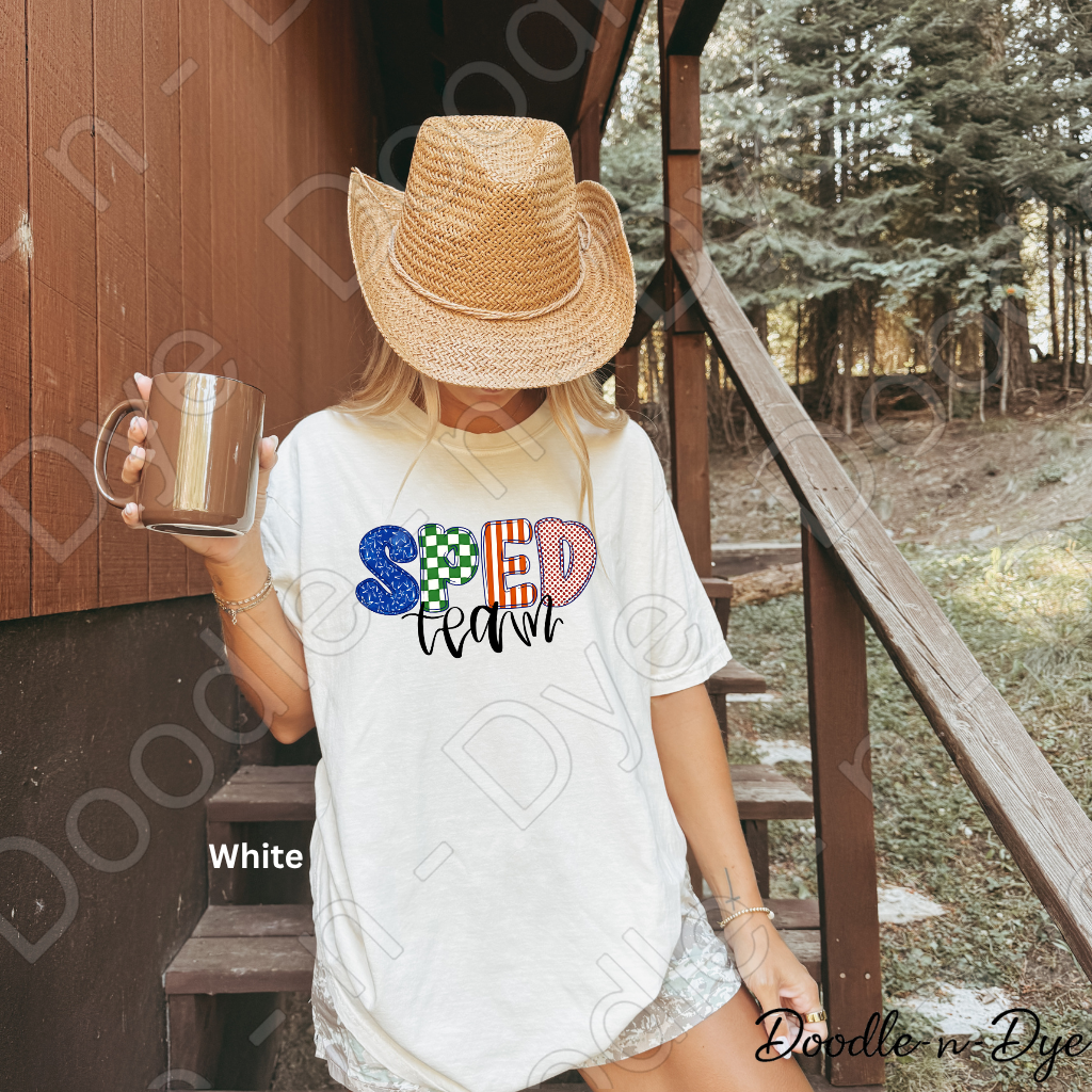 SPED Team Shirt | Special Education Teacher Shirt | Back to School Comfort Colors 1717 | SPED Teacher Tee | Original Doodle-n-Dye Design | Grade Level SPED Team Shirt