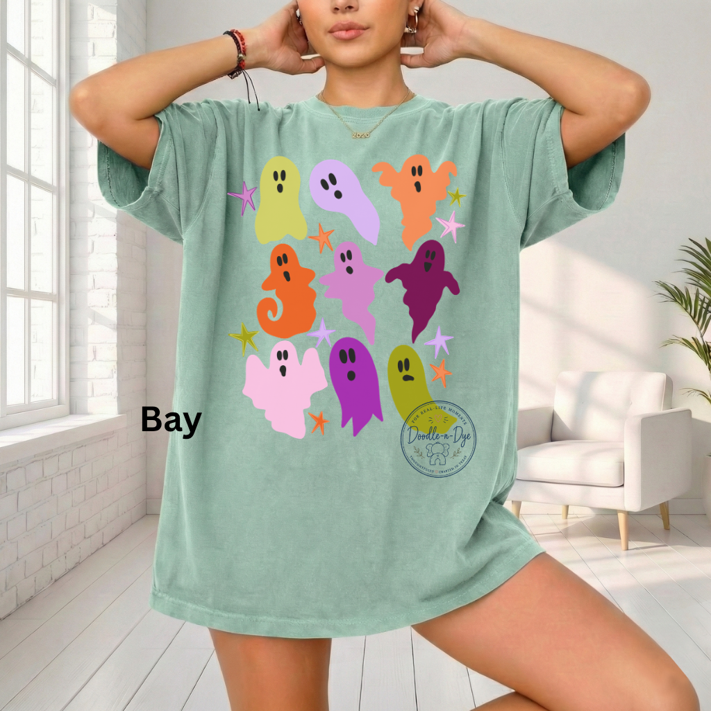 Cute Colorful Ghost Shirt | Comfort Colors® Halloween T-Shirt | Fall Spooky Season Ghost Tee | Pastel Halloween Shirt | Cute Ghost Graphic Tee