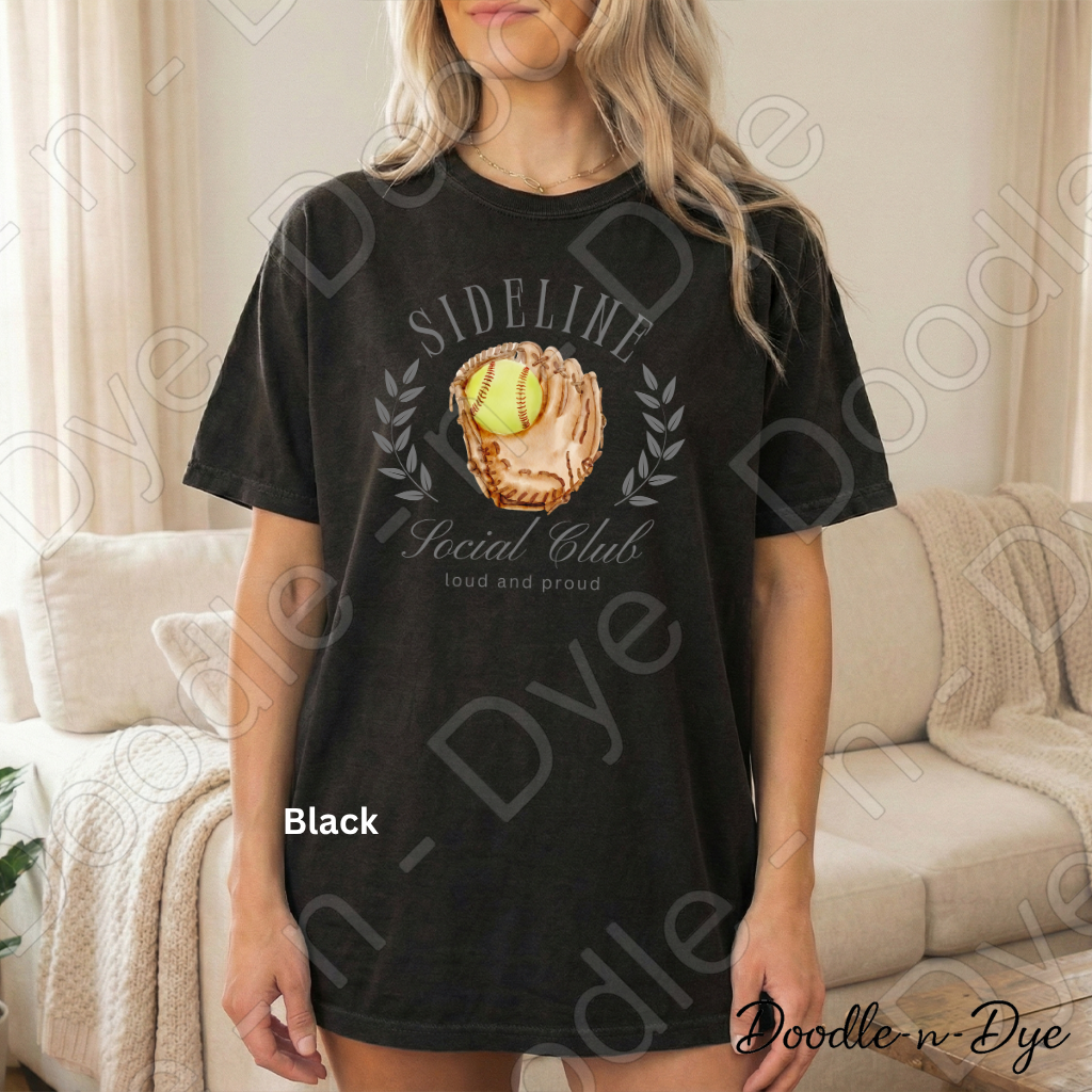 Softball Life Comfort Colors Tee, Sideline Social Club Shirt, Loud & Proud, Softball Mom T-Shirt, Gift for Her