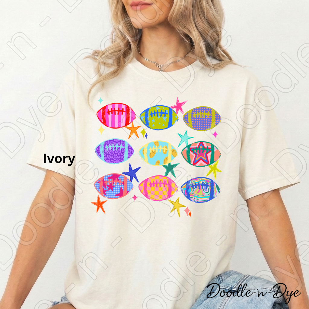 Colorful Football Shirt | Retro Game Day Comfort Colors Tee | Football Lover Graphic Shirt | Women's Football Season Tee | Comfort Colors Fall Football Tee