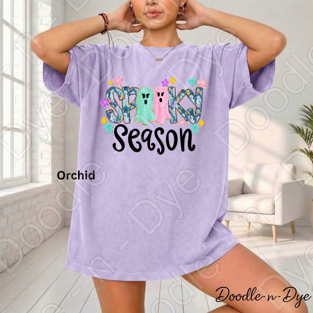 Preppy Spooky Season Ghost Shirt | Cute Halloween Comfort Colors® T-Shirt | Pastel Ghost Graphic Tee | Whimsical Fall Shirt | Cozy Halloween Tee