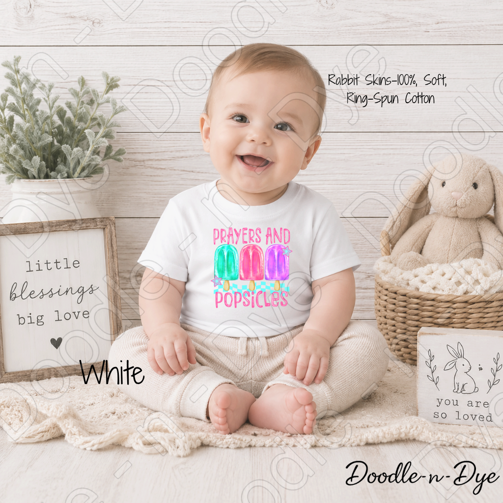 Summer Toddler Faith Shirt, Kids Prayers & Popsicles Tee, Christian Toddler T-Shirt, Kids Summer Popsicle T Shirt