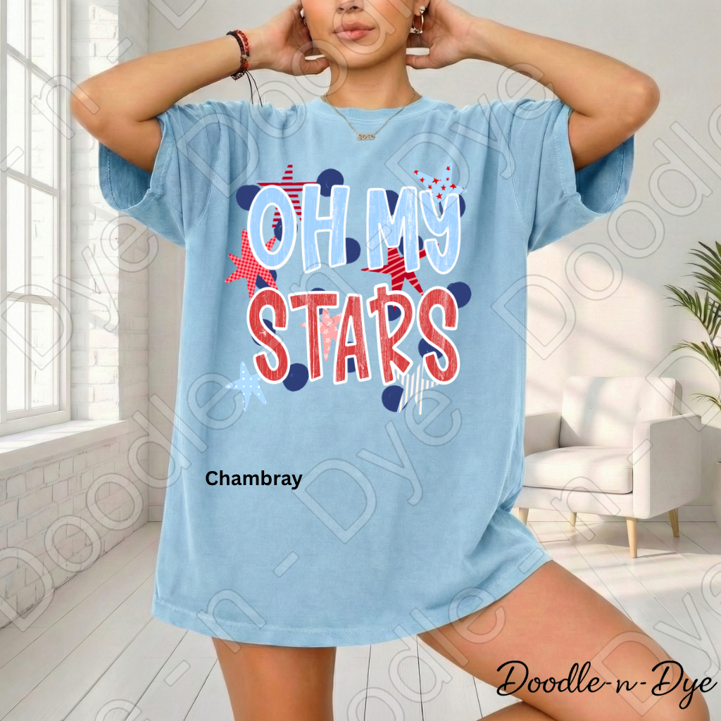 Oh My Stars Patriotic Shirt – Comfort Colors Red White & Blue Tee for 4th of July, Summer Events, Parades & Americana Outfits, 250th Anniversary Tee