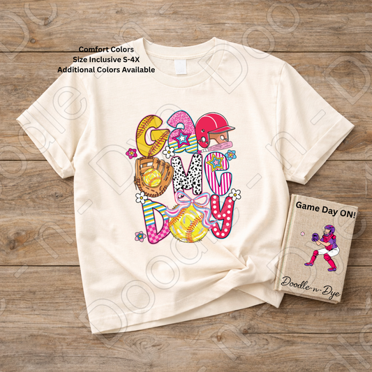 Game Day Softball Comfort Colors Tee, Game Day Tee for Mom, Game Day Shirt for Players, Gift for Mom, Gift for Her, Team Shirt