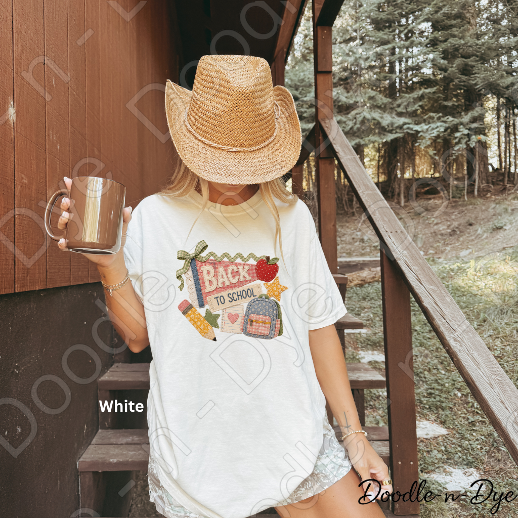 Retro Back to School Shirt | Vintage School Comfort Colors Tee | Cute Teacher Shirt | First Day of School Tee | Patchwork School Graphic Shirt