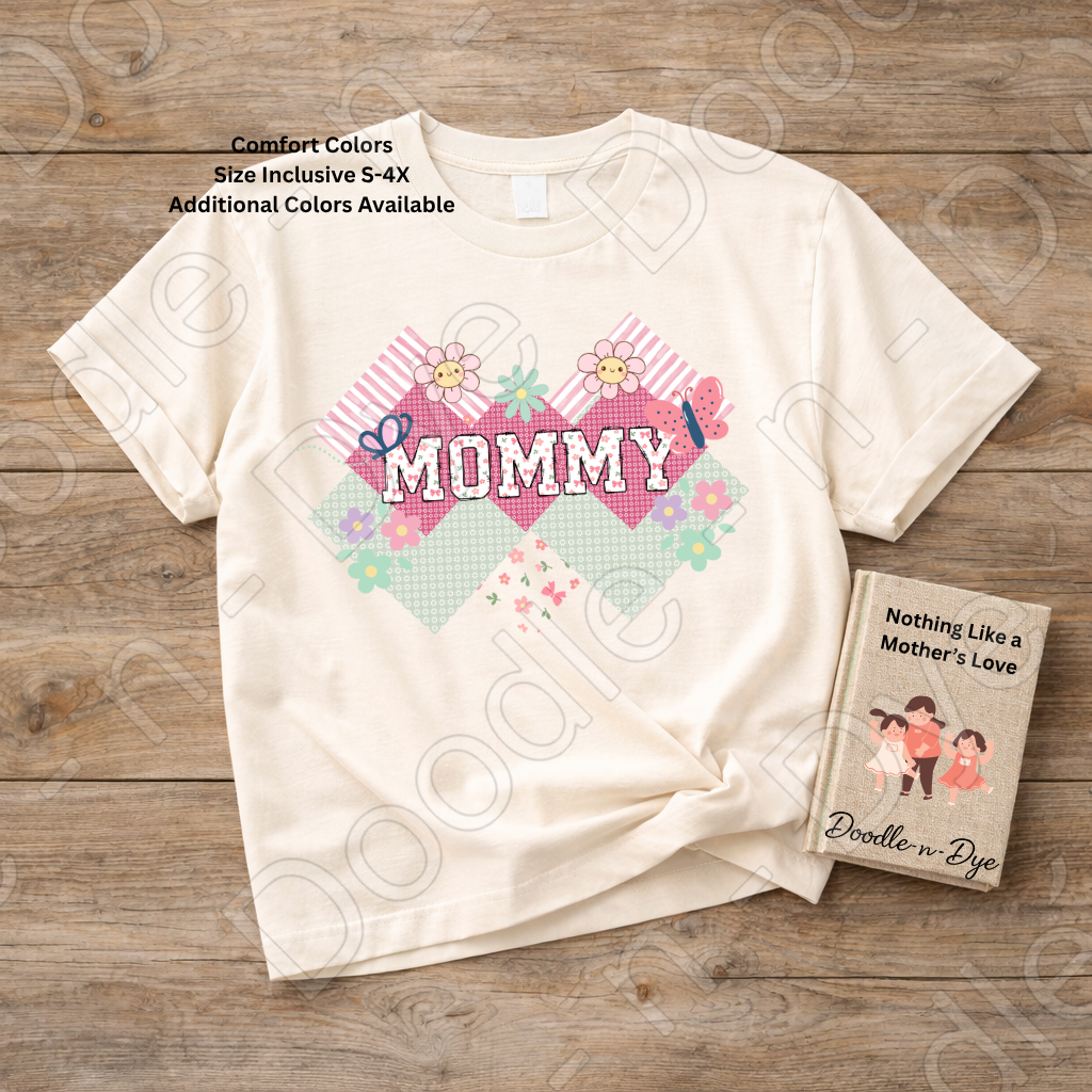 Mommy Comfort Colors Tee, New Mom T-Shirt, Cute Mom Graphic Tee, Floral Patterned Mommy Tshirt, Gift for Her, First Time Mom, Mother's Day Gift