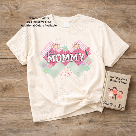 Mommy Comfort Colors Tee, New Mom T-Shirt, Cute Mom Graphic Tee, Floral Patterned Mommy Tshirt, Gift for Her, First Time Mom, Mother's Day Gift