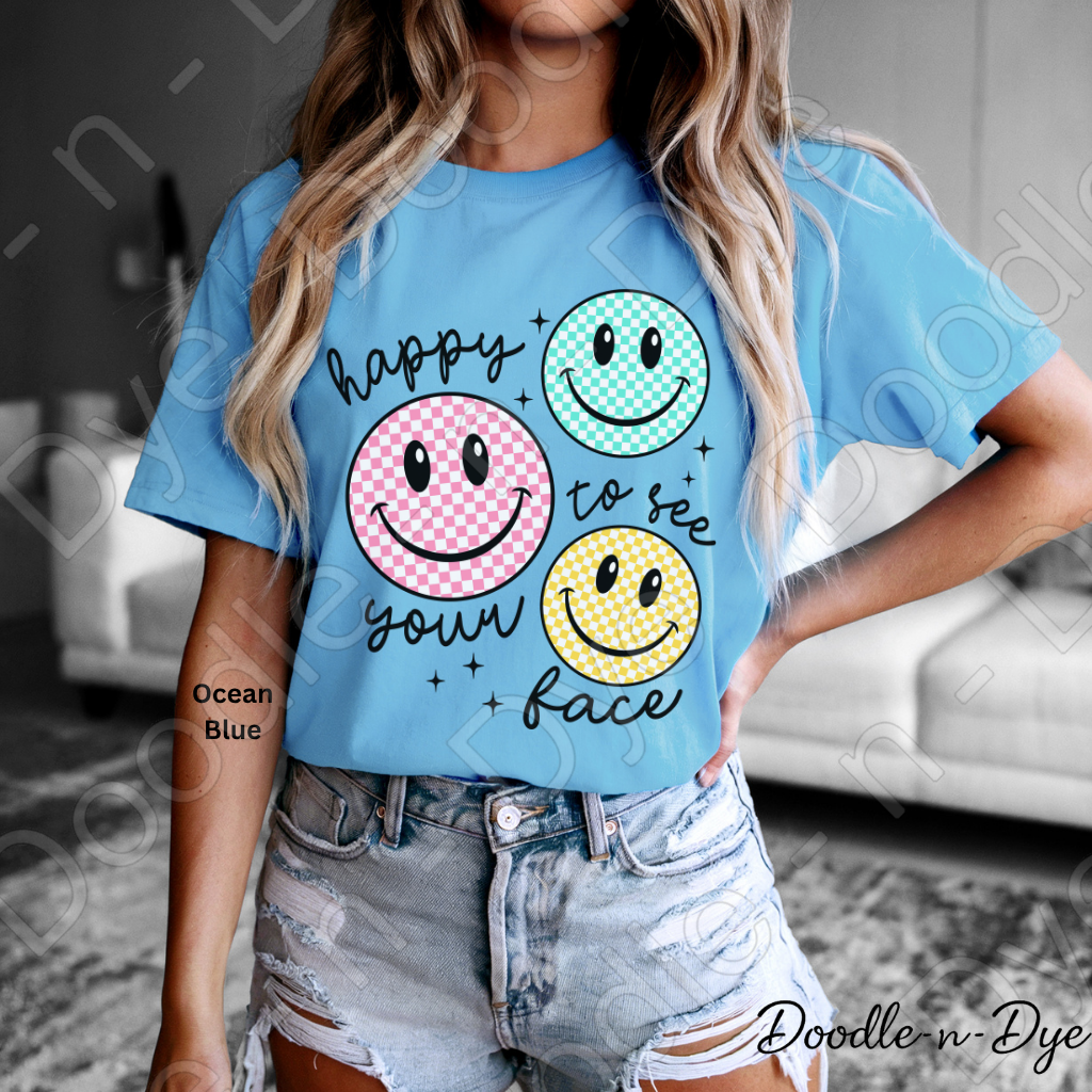 Teacher Happy to See Your Face Smiley Shirt, Bella Canvas Colorful Graphic Tee, Gift for Teacher