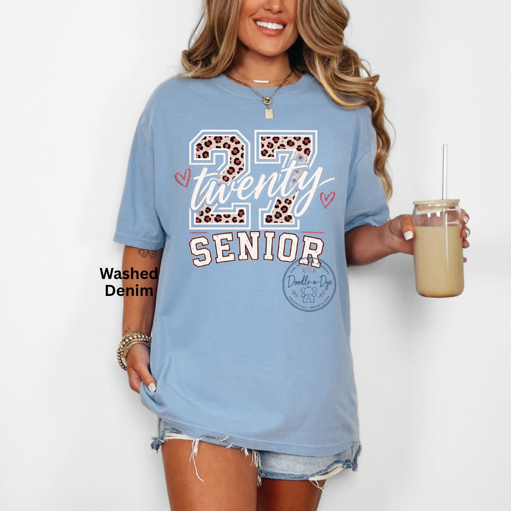 Senior 2027 Cheetah Print Shirt | Class of 2027 Comfort Colors® T-Shirt | Pink Senior Year Tee | Cute Graduation Shirt | Senior Gift for Her
