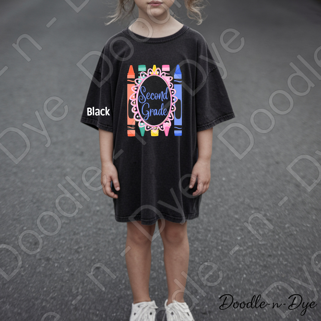 Youth Second Grade Comfort Colors Tee, Back to School Kids Shirt, Cute Classroom Photo Outfit, Colorful Crayon Second Grade Tee, Beginning of School Student Shirt