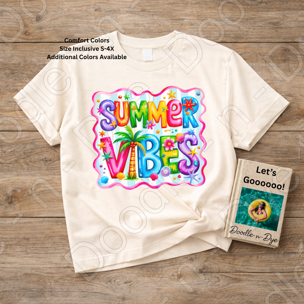 Summer Vibes Comfort Colors Tee, Teacher Summer Shirt, Tropical Summer Vibes Tee, Gift for Her